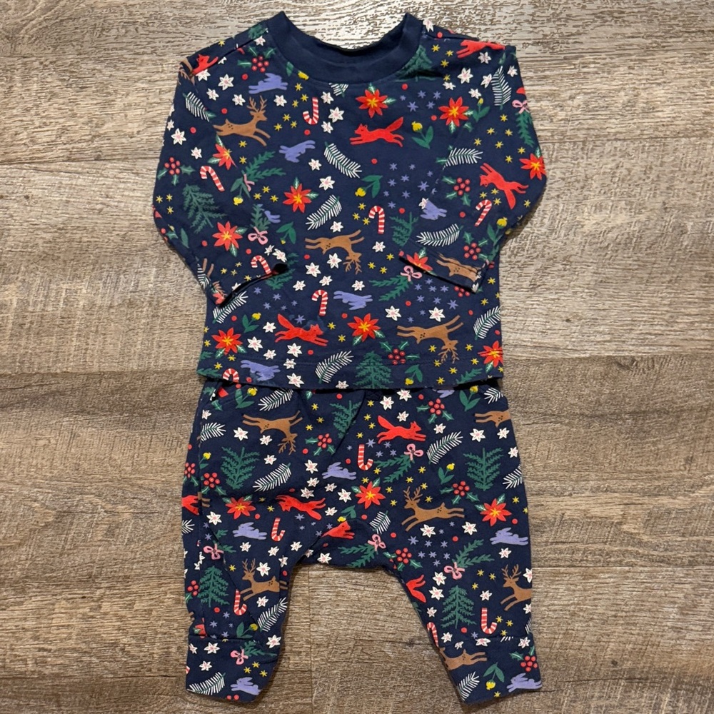 Hanna Andersson 100% Cotton Coord Set in “Winter Wonderland on Navy”